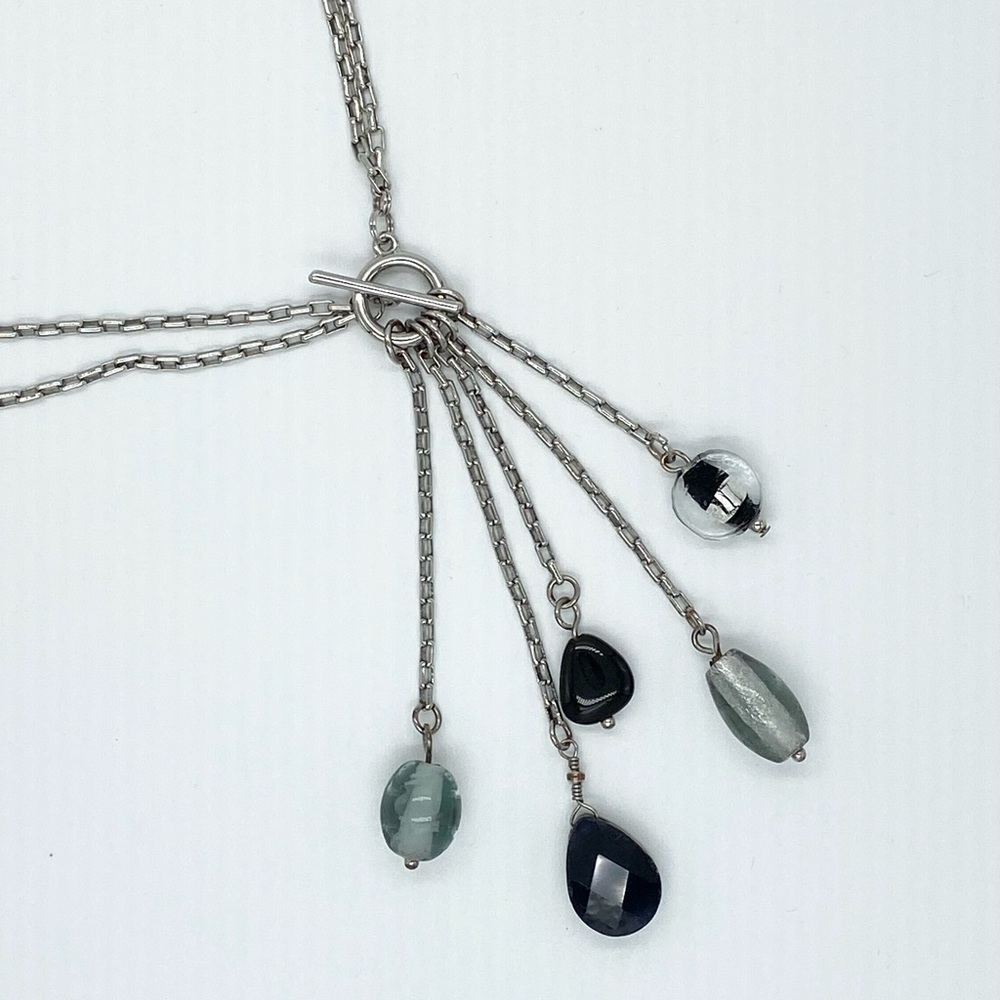 Convertible Silver and Black Bead Necklace